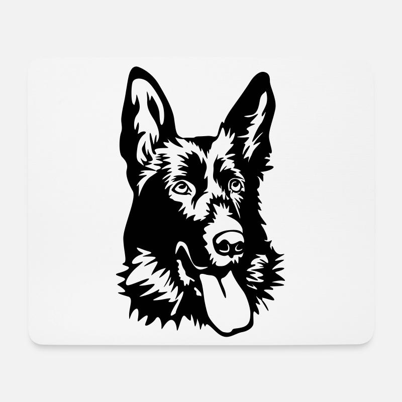 Deutscher Schäferhund Kopf - Mousepad (Querformat) - Weiß