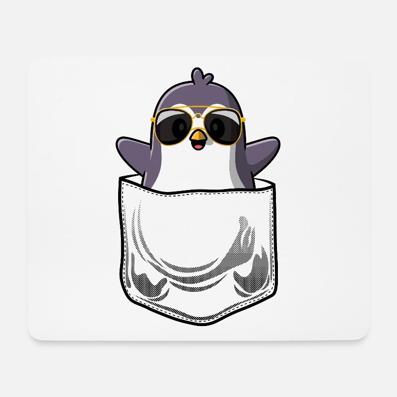Pinguin Brusttasche Sonnenbrille Pocket - Mousepad (Querformat) - Weiß