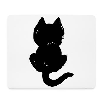 Katze coole Silhouette von hinten - Mousepad (Querformat) - Weiß - Vorne