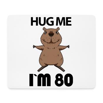 80 ans - 80 ans - Hug - Tapis de souris (format paysage) - blanc - Devant