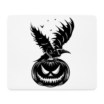 Halloween Rabe mit Kürbis und Fledermaus - Mousepad (Querformat) - Weiß - Vorne