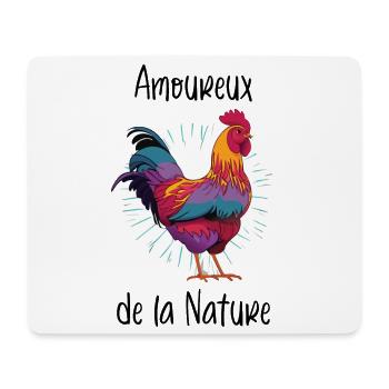 Amoureux de la Nature - Poule - Coq - Tapis de souris (format paysage) - blanc - Devant