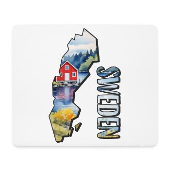 Aquarell Landkarte Schweden - Mousepad (Querformat) - Weiß - Vorne