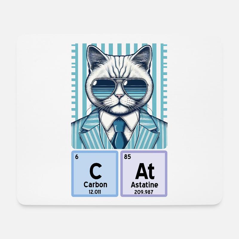 Chemie-Katze: Der coole Katalysator - Mousepad (Querformat) - Weiß
