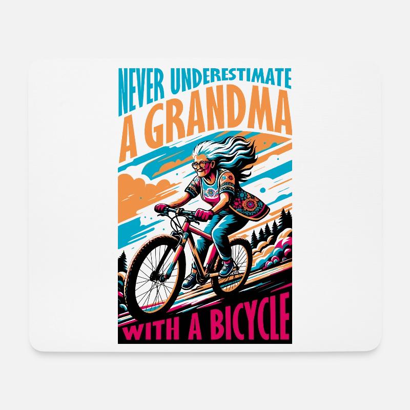 Lebendiges Grandma Bicycle Adventure Design - Mousepad (Querformat) - Weiß