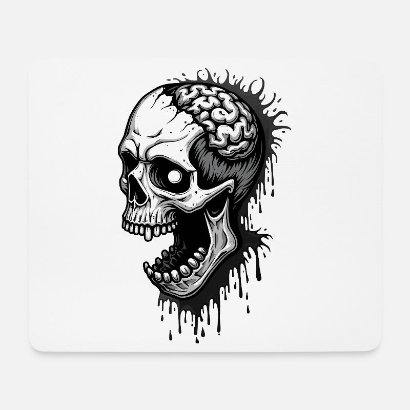 Crâne de zombie - Tapis de souris (format paysage) - blanc