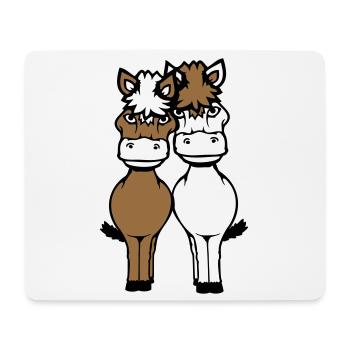 2 Chevaux Homme Femme Amoureux Amis Amour Équipe - Tapis de souris (format paysage) - blanc - Devant