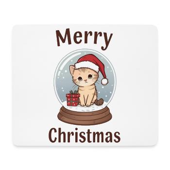 Boule à neige chat mignon – Joyeux Noël - Tapis de souris (format paysage) - blanc - Devant