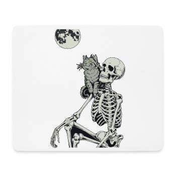 Scène de nuit mystique avec chat et crâne - Tapis de souris (format paysage) - blanc - Devant