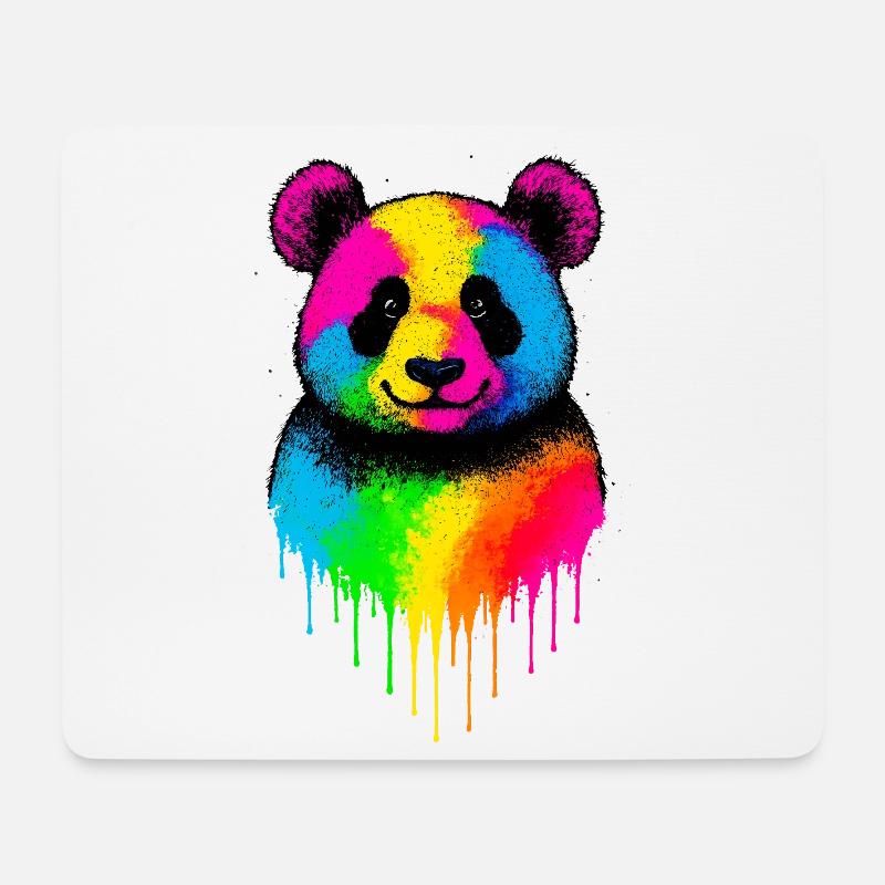 Regenbogen Panda Tropfende Kunst - Mousepad (Querformat) - Weiß