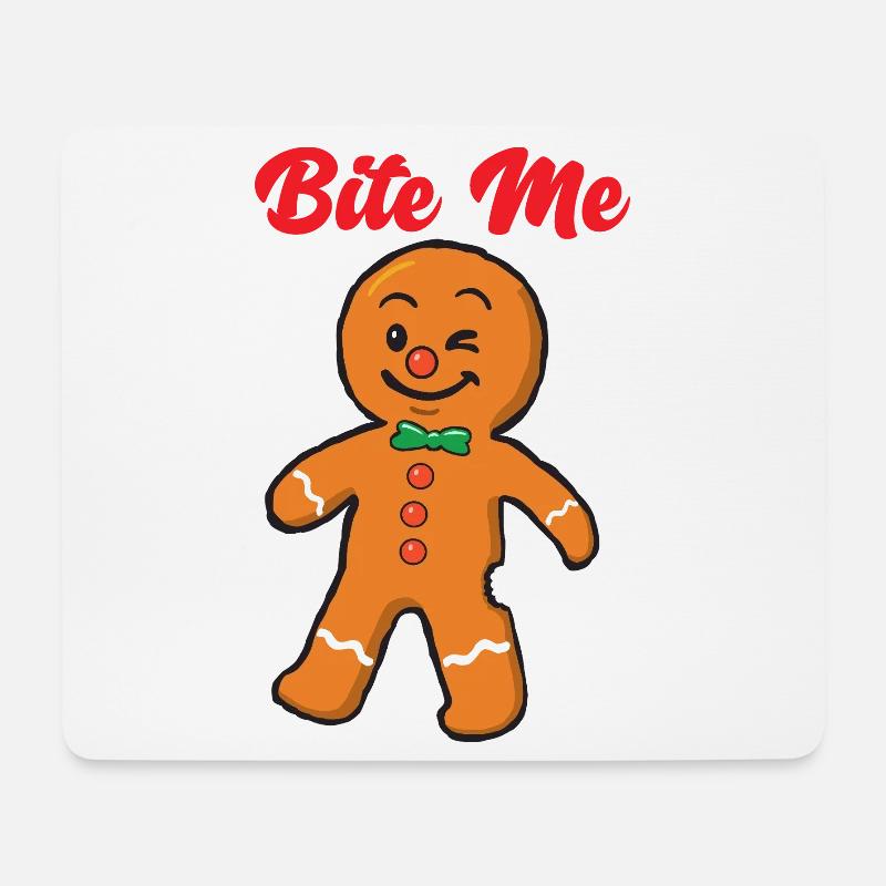 Lebkuchenmann beiß mich - Mousepad (Querformat) - Weiß
