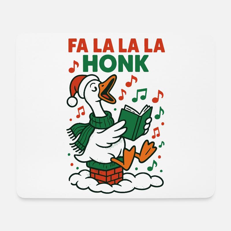 Fa La La La Honk Weihnachtsgans Lustiges Design - Mousepad (Querformat) - Weiß