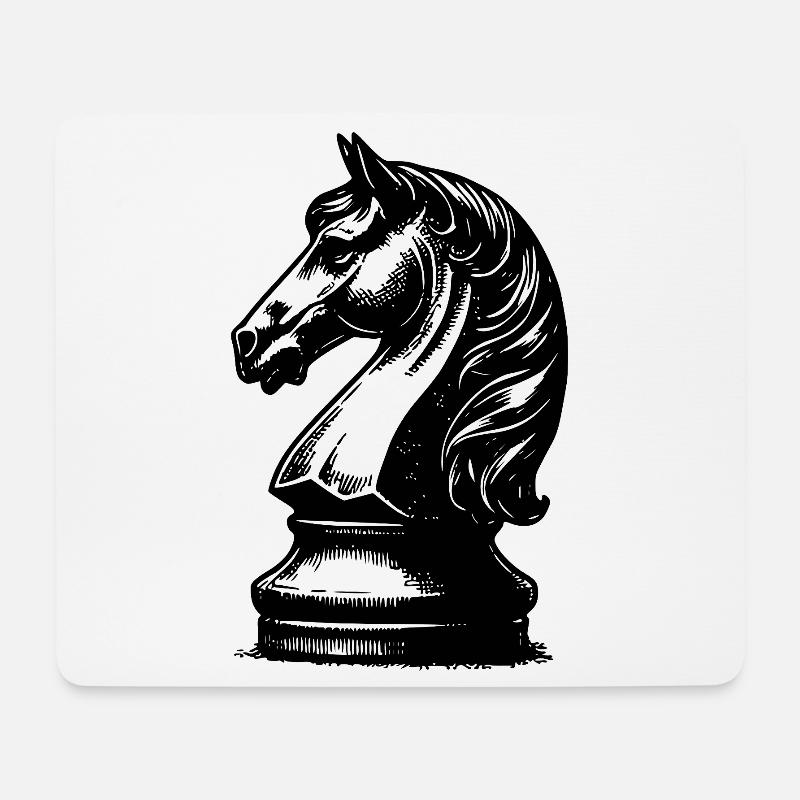 Chessboard with chess pieces king and pawns - Mouse Pad (horizontal) - white