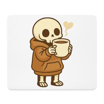 Cozy Kaffee Skelett – Kawaii Cute - Mousepad (Querformat) - Weiß - Vorne