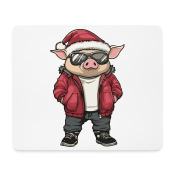 Schwein Weihnachten Winter - Mousepad (Querformat) - Weiß - Vorne