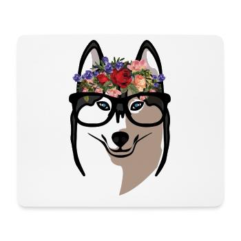 Süßer Sibirischer Husky-Blumenkranz-Hund-Mutter-Liebhaber - Mousepad (Querformat) - Weiß - Vorne