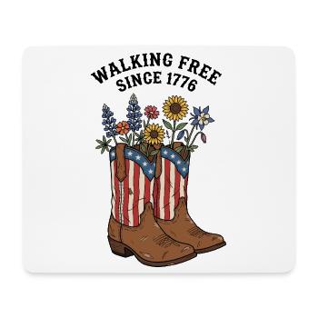 Walking Free Since 1776 Stiefel - Mousepad (Querformat) - Weiß - Vorne