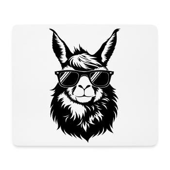 Cooler Lama Kopf mit Sonnnenbrille - Mousepad (Querformat) - Weiß - Vorne