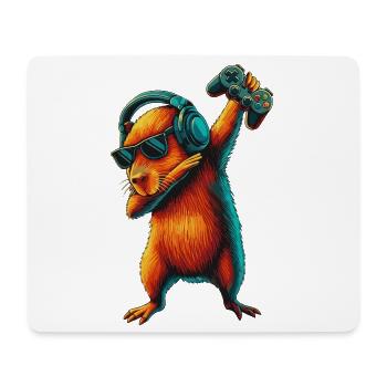 Gamer Capybara rongeur jouant à des jeux vidéo Art - Tapis de souris (format paysage) - blanc - Devant