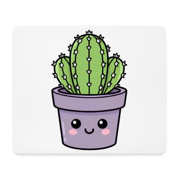 Kawaii Cactus in Purple Pot - Mouse Pad (horizontal) - white - Front