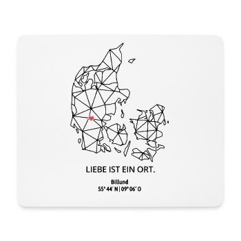 Dänemark Umriss - Billund Liebe - mit Koordinaten - Mousepad (Querformat) - Weiß - Vorne
