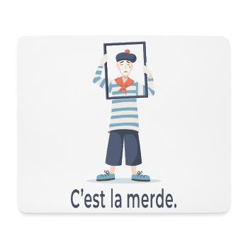 French Humor C’est La Merde Minimal Design - Mousepad (Querformat) - Weiß - Vorne