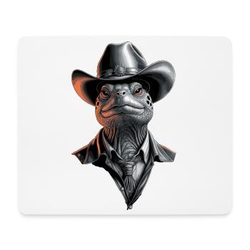 Cowboy turtle with hat and suit - Mouse Pad (horizontal) - white - Front