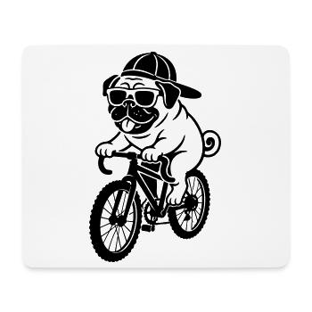 Cooler Mops auf Fahrrad Radfahrer - Mousepad (Querformat) - Weiß - Vorne