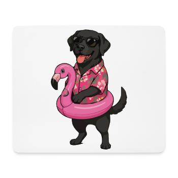 Chien hawaïen avec anneau de flamant rose - Tapis de souris (format paysage) - blanc - Devant