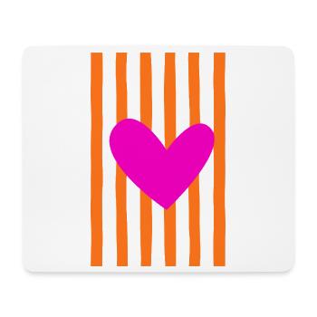 Pink Heart orange Stripes | Statement Design - Mousepad (Querformat) - Weiß - Vorne