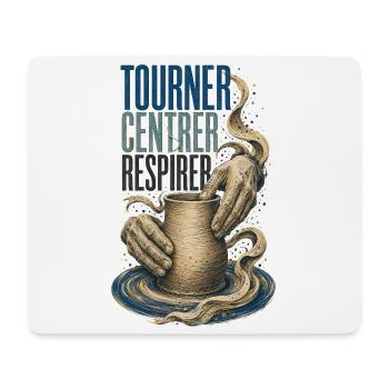 Tourner Centrer Respirer - Tapis de souris (format paysage) - blanc - Devant