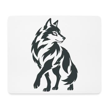 Geometrischer Wolf – Silhouette - Mousepad (Querformat) - Weiß - Vorne