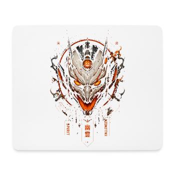 Oranger Uhrwerk-Dämonenkopf – Halloween-Maske - Mousepad (Querformat) - Weiß - Vorne