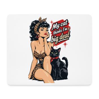 Rockabella mit schwarzer Katze im Retro Stil - Mousepad (Querformat) - Weiß - Vorne