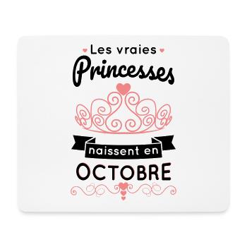 Anniversaire - Princesses naissent en octobre - Tapis de souris (format paysage) - blanc - Devant