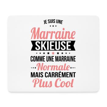 Marraine skieuse comme marraine normale plus cool - Tapis de souris (format paysage) - blanc - Devant
