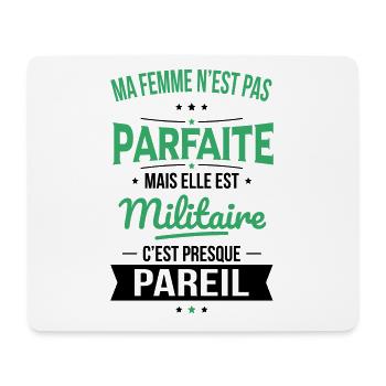 Ma femme pas parfaite mais elle est militaire - Tapis de souris (format paysage) - blanc - Devant
