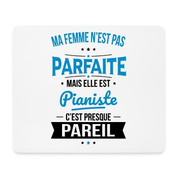 Ma femme pas parfaite mais elle est pianiste - Tapis de souris (format paysage) - blanc - Devant