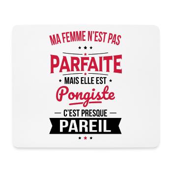 Ma femme n'est pas parfaite mais elle est pongiste - Tapis de souris (format paysage) - blanc - Devant