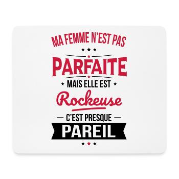 Ma femme n'est pas parfaite mais elle est rockeuse - Tapis de souris (format paysage) - blanc - Devant