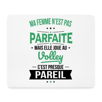 Ma femme pas parfaite mais elle joue au volley - Tapis de souris (format paysage) - blanc - Devant
