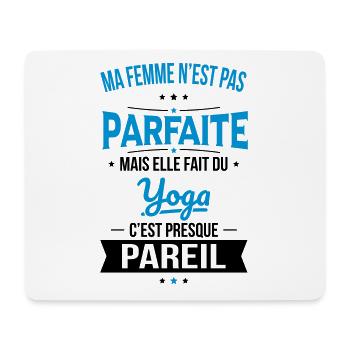Ma femme n'est pas parfaite mais elle fait du yoga - Tapis de souris (format paysage) - blanc - Devant