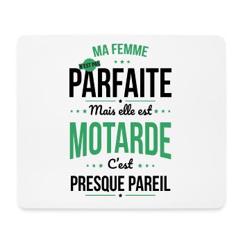 Ma femme pas parfaite mais elle est motarde - Tapis de souris (format paysage) - blanc - Devant