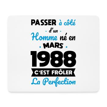 Anniversaire 35 ans - Né en Mars 1988 - Tapis de souris (format paysage) - blanc - Devant