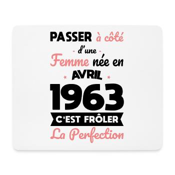 Anniversaire 60 ans - Née en Avril 1963 - Tapis de souris (format paysage) - blanc - Devant