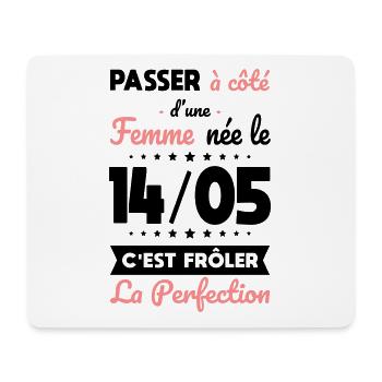 Anniversaire - Née le 14 Mai Frôler perfection - Tapis de souris (format paysage) - blanc - Devant