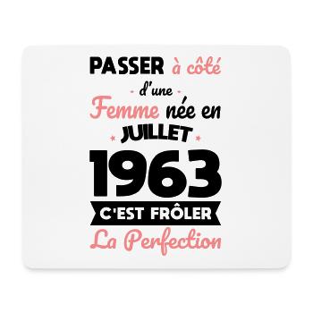 Anniversaire 60 ans - Née en Juillet 1963 - Tapis de souris (format paysage) - blanc - Devant