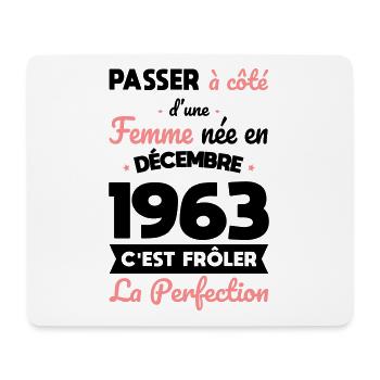 Anniversaire 60 ans - Née en Décembre 1963 - Tapis de souris (format paysage) - blanc - Devant