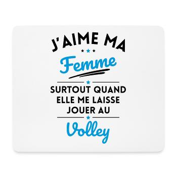 J'aime ma femme quand me laisse jouer au Volley - Tapis de souris (format paysage) - blanc - Devant