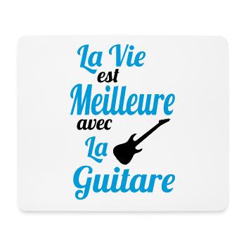 La vie est meilleure avec la Guitare - Cadeau - Tapis de souris (format paysage) - blanc - Devant